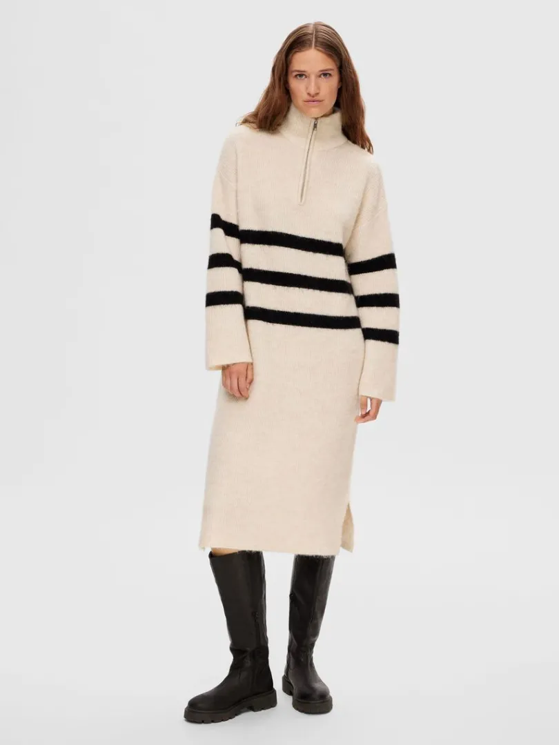 stribet_midikjole_4.webp Kjoler>SELECTED STRIBET MIDIKJOLE Beige