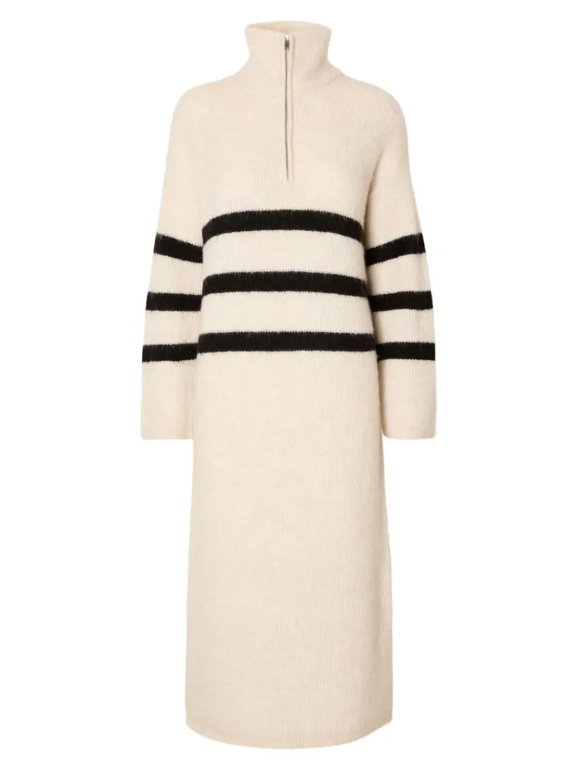 stribet_midikjole_5.webp Kjoler>SELECTED STRIBET MIDIKJOLE Beige