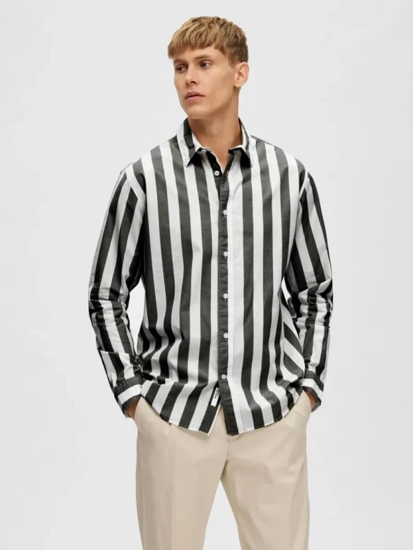 Skjorter>SELECTED STRIBET SKJORTE Black
