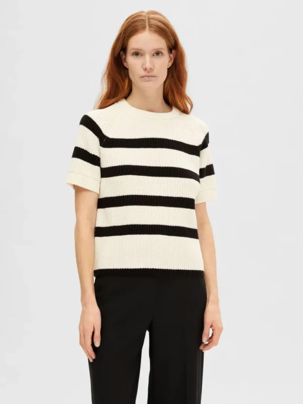 Strik>SELECTED STRIBET STRIKKET TOP White