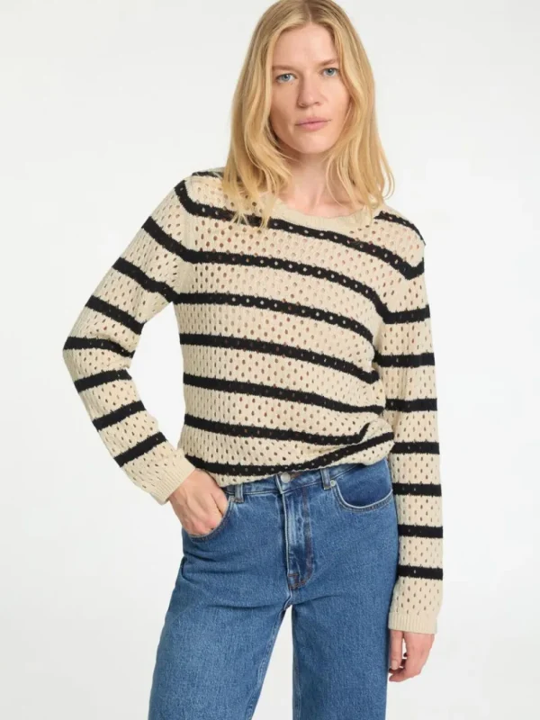 Strik>SELECTED STRIBET STRIKTRØJE Beige