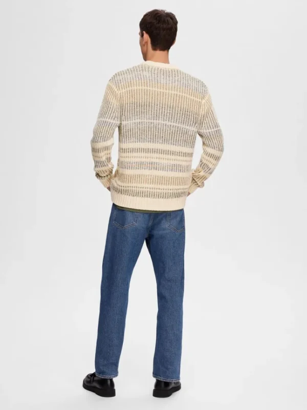 Strik>SELECTED STRIBET STRIKTRØJE Beige