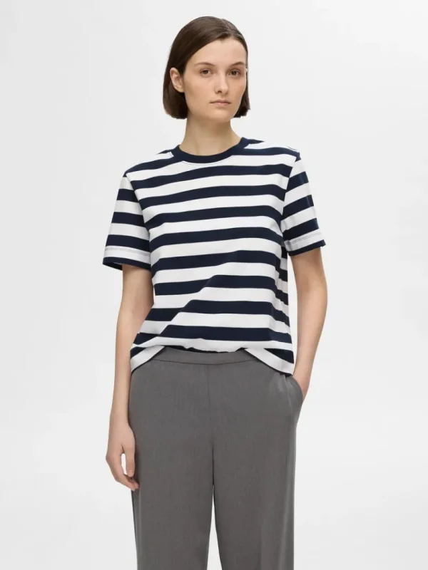 T-shirts>SELECTED STRIBET T-SHIRT Blue
