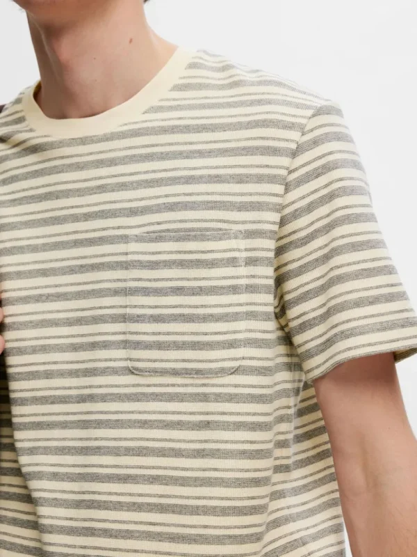 T-shirts>SELECTED STRIBET T-SHIRT Grey