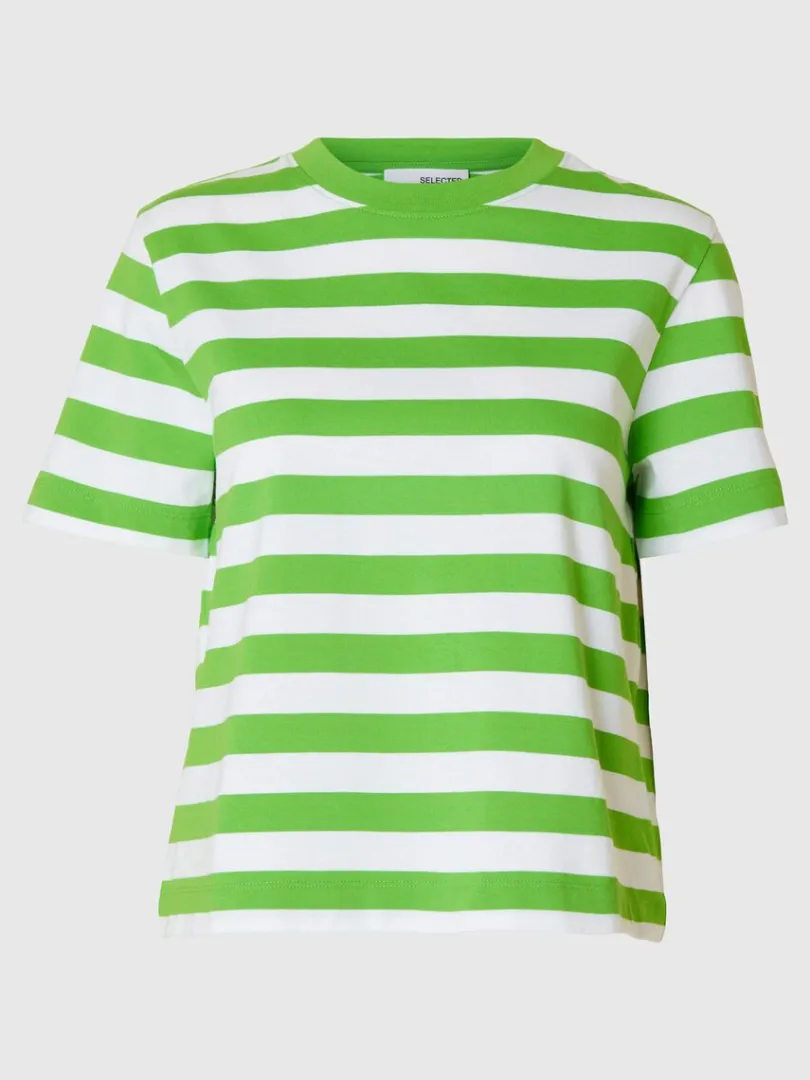 stribet_tshirt_5-3.webp T-shirts>SELECTED STRIBET T-SHIRT Green