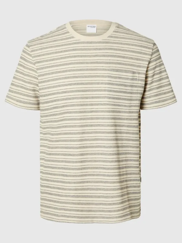 T-shirts>SELECTED STRIBET T-SHIRT Grey