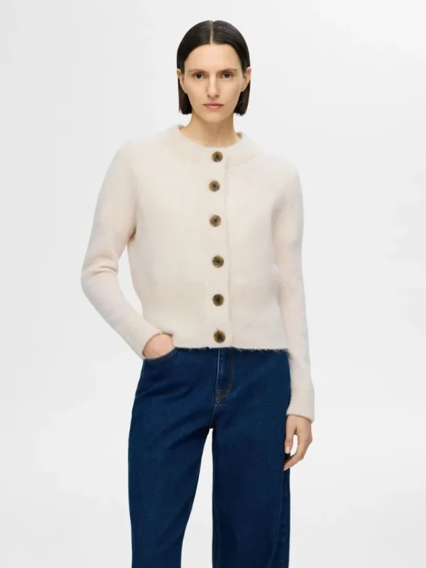 Strik>SELECTED STRIKKET CARDIGAN Beige