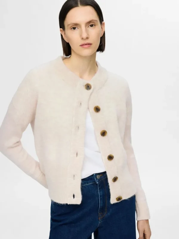 Strik>SELECTED STRIKKET CARDIGAN Beige
