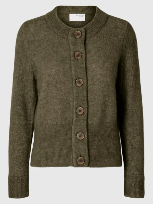 Strik>SELECTED STRIKKET CARDIGAN Green