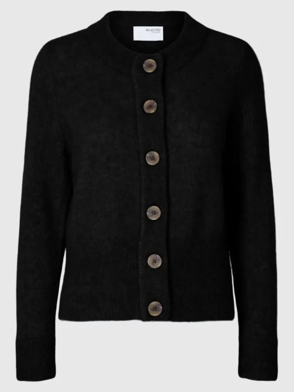 Strik>SELECTED STRIKKET CARDIGAN Black