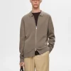 Strik>SELECTED STRIKKET CARDIGAN MED LYNLÅS Brown