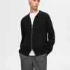 Strik>SELECTED STRIKKET CARDIGAN MED LYNLÅS Black