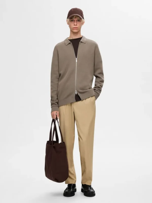 Strik>SELECTED STRIKKET CARDIGAN MED LYNLÅS Brown
