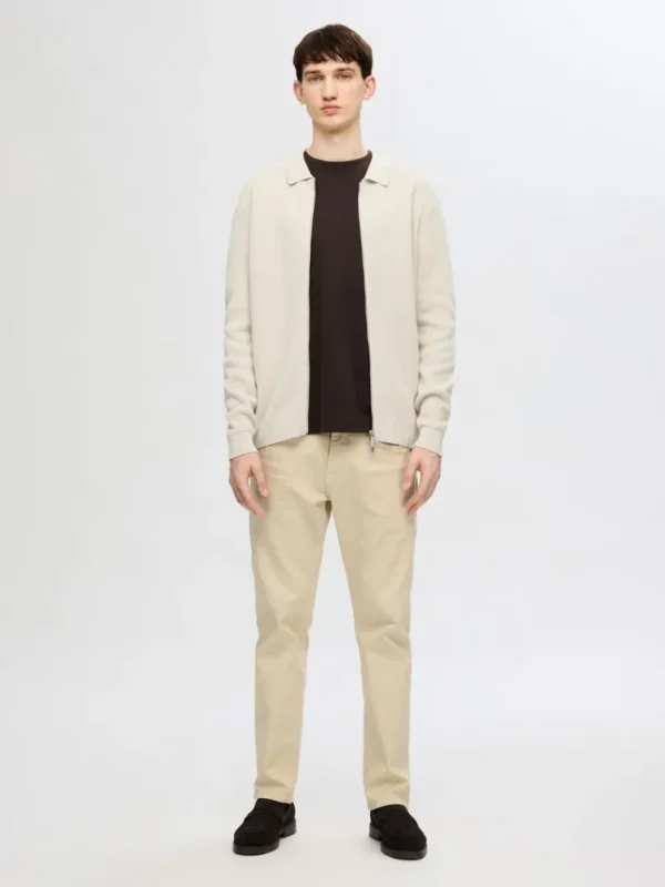 Strik>SELECTED STRIKKET CARDIGAN MED LYNLÅS Beige