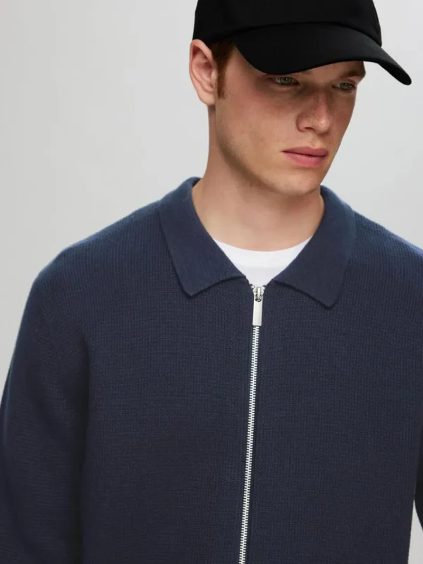 Strik>SELECTED STRIKKET CARDIGAN MED LYNLÅS Blue