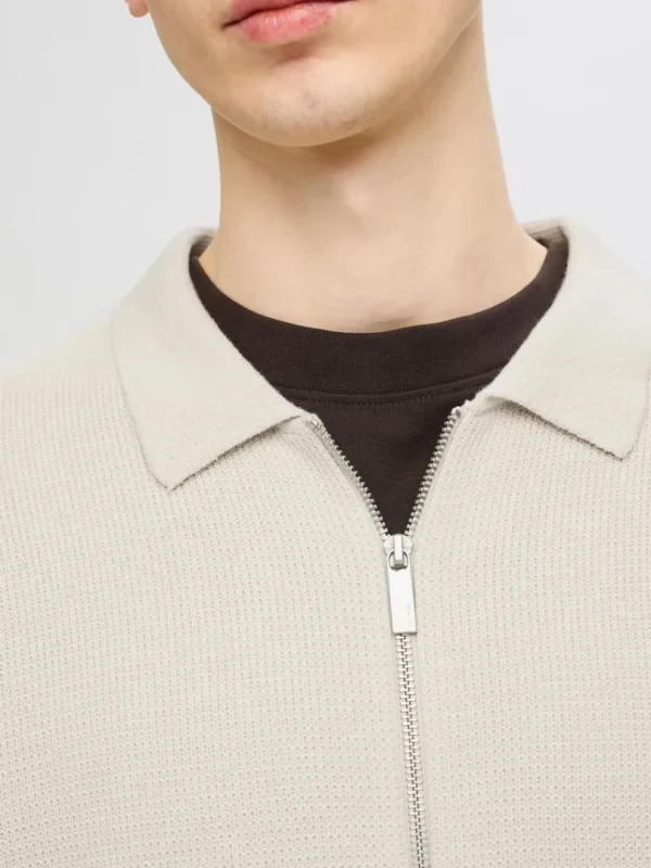Strik>SELECTED STRIKKET CARDIGAN MED LYNLÅS Beige