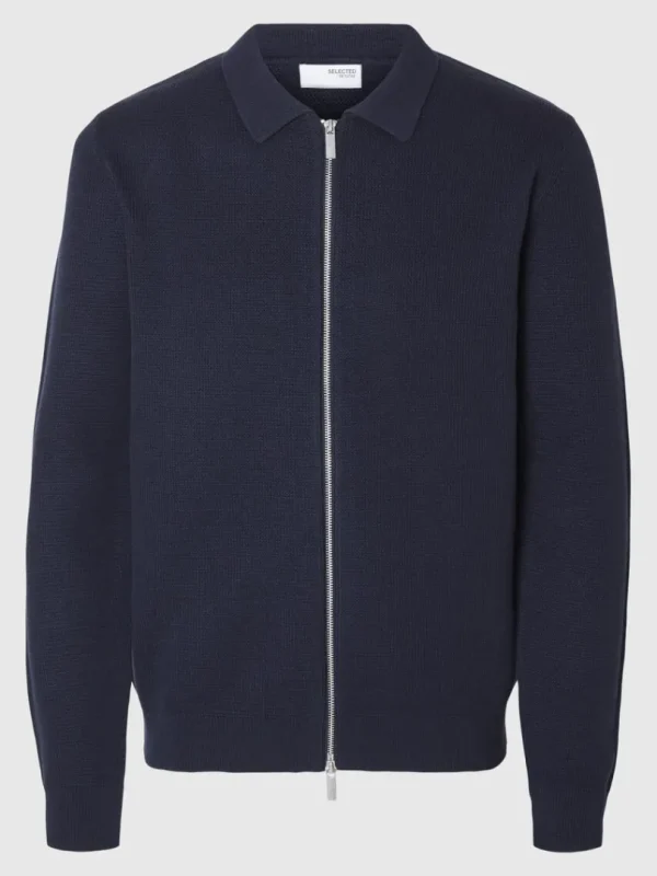 Strik>SELECTED STRIKKET CARDIGAN MED LYNLÅS Blue