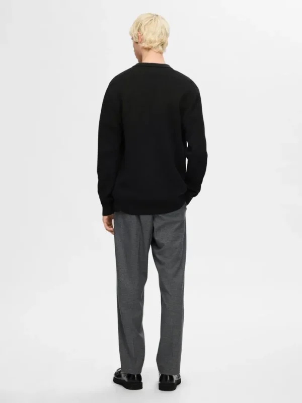 Strik>SELECTED STRIKKET CARDIGAN MED LYNLÅS Black