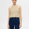 Toppe Og Bluser | Strik>SELECTED STRIKKET HALTERNECK TOP Beige