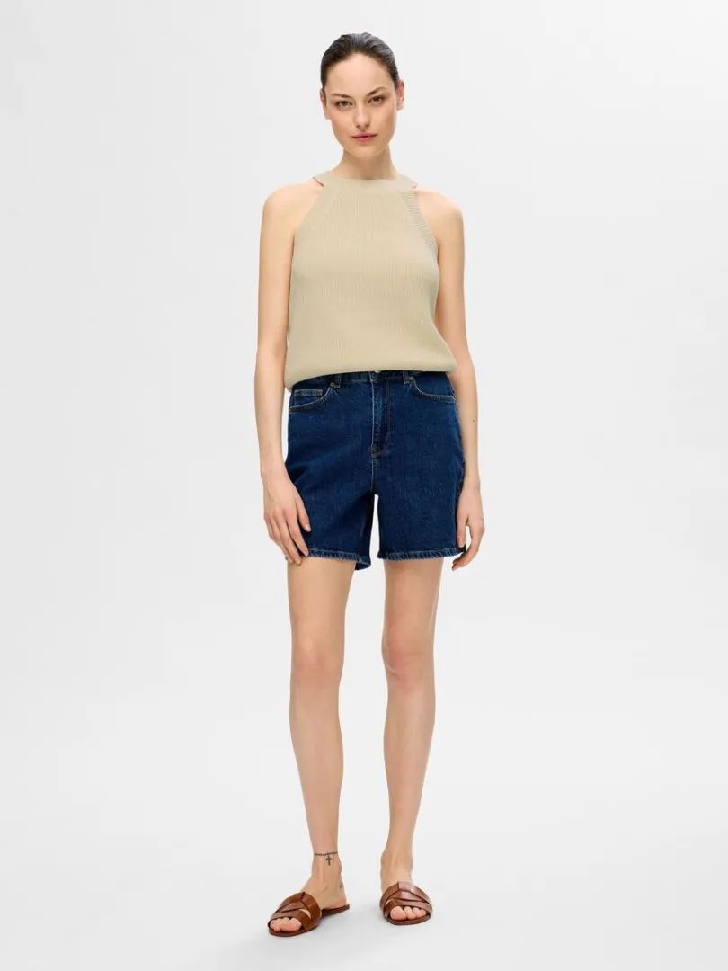 strikket_halterneck_top_1-1.webp Toppe Og Bluser | Strik>SELECTED STRIKKET HALTERNECK TOP Beige