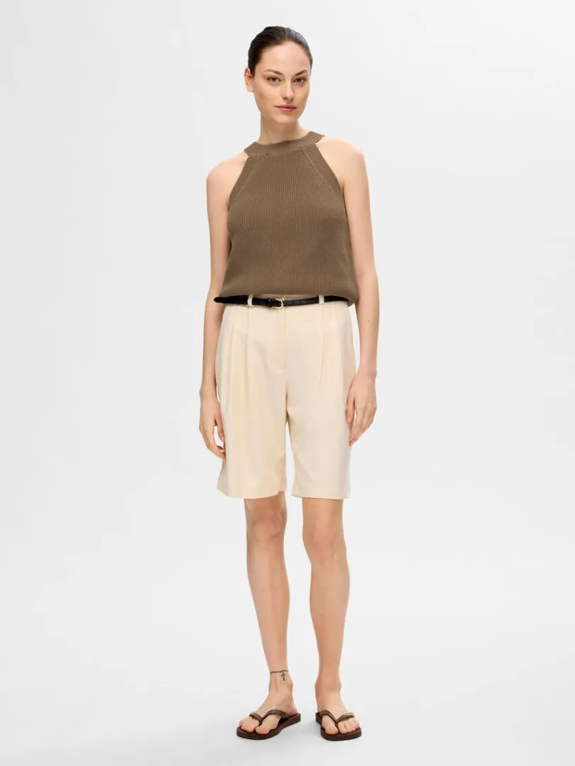 strikket_halterneck_top_1-2.webp Toppe Og Bluser | Strik>SELECTED STRIKKET HALTERNECK TOP Brown