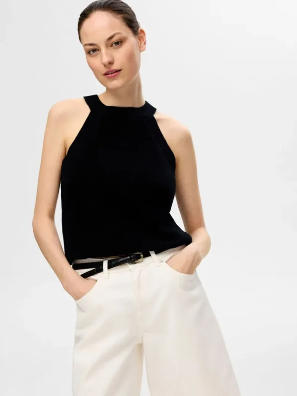 Toppe Og Bluser | Strik>SELECTED STRIKKET HALTERNECK TOP Black