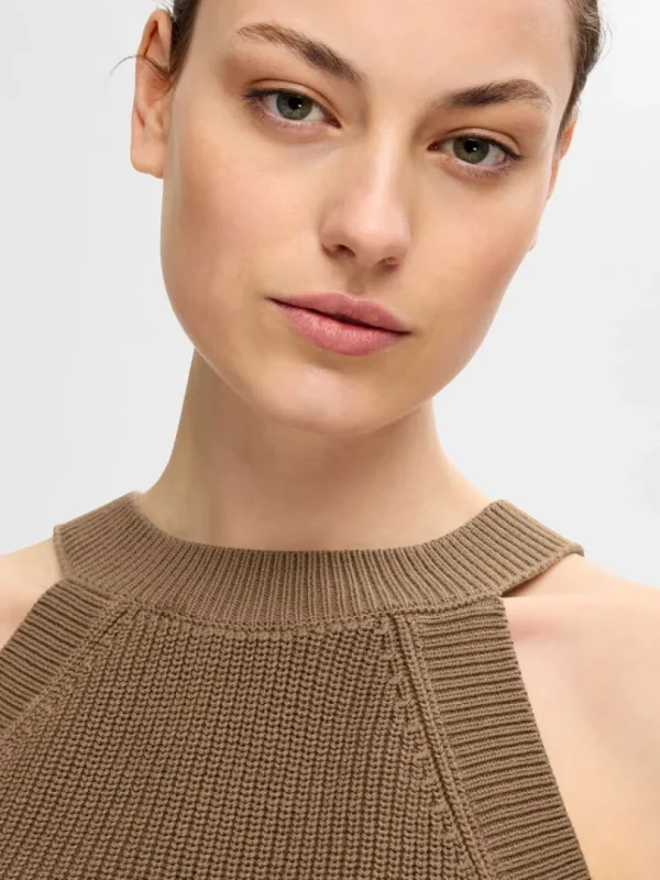 Toppe Og Bluser | Strik>SELECTED STRIKKET HALTERNECK TOP Brown