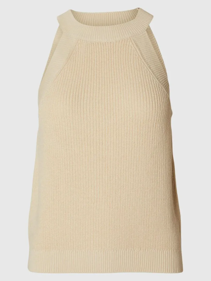strikket_halterneck_top_5-1.webp Toppe Og Bluser | Strik>SELECTED STRIKKET HALTERNECK TOP Beige