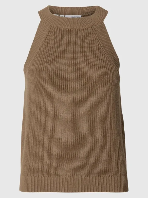 Toppe Og Bluser | Strik>SELECTED STRIKKET HALTERNECK TOP Brown