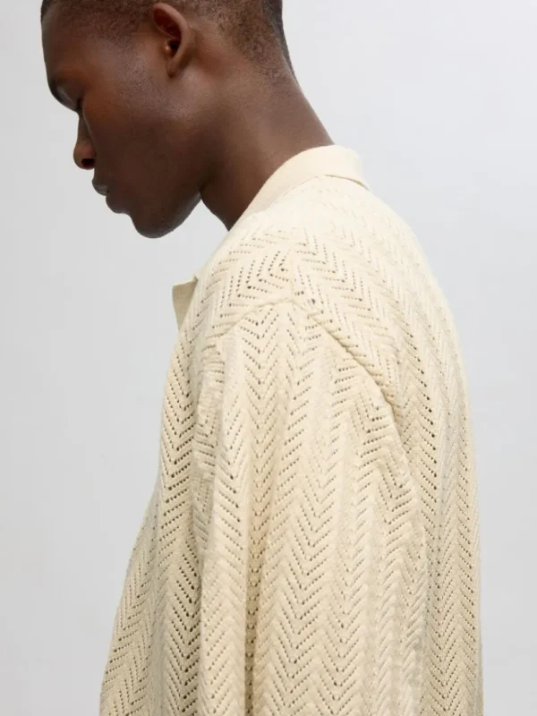 Poloer>SELECTED STRIKKET KORTÆRMET SKJORTE Beige