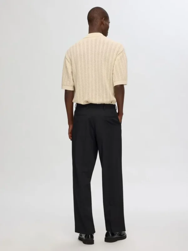 Poloer>SELECTED STRIKKET KORTÆRMET SKJORTE Beige