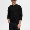 Strik>SELECTED STRIKKET LANGÆRMET POLO Black