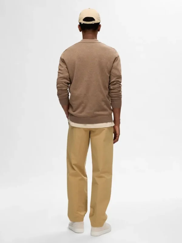 Strik>SELECTED STRIKKET LANGÆRMET POLO Brown