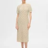 Strik | Kjoler>SELECTED STRIKKET MAXIKJOLE Beige