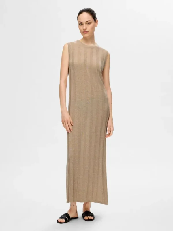Kjoler | Strik>SELECTED STRIKKET MAXIKJOLE Beige