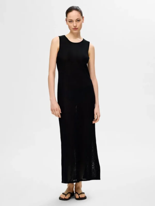 Kjoler | Strik>SELECTED STRIKKET MAXIKJOLE Black