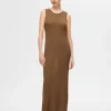Kjoler | Strik>SELECTED STRIKKET MAXIKJOLE Brown