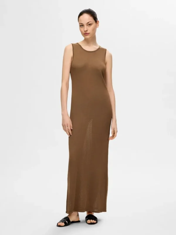 Kjoler | Strik>SELECTED STRIKKET MAXIKJOLE Brown