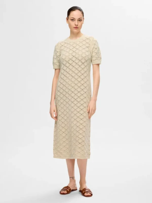 Strik | Kjoler>SELECTED STRIKKET MAXIKJOLE Beige