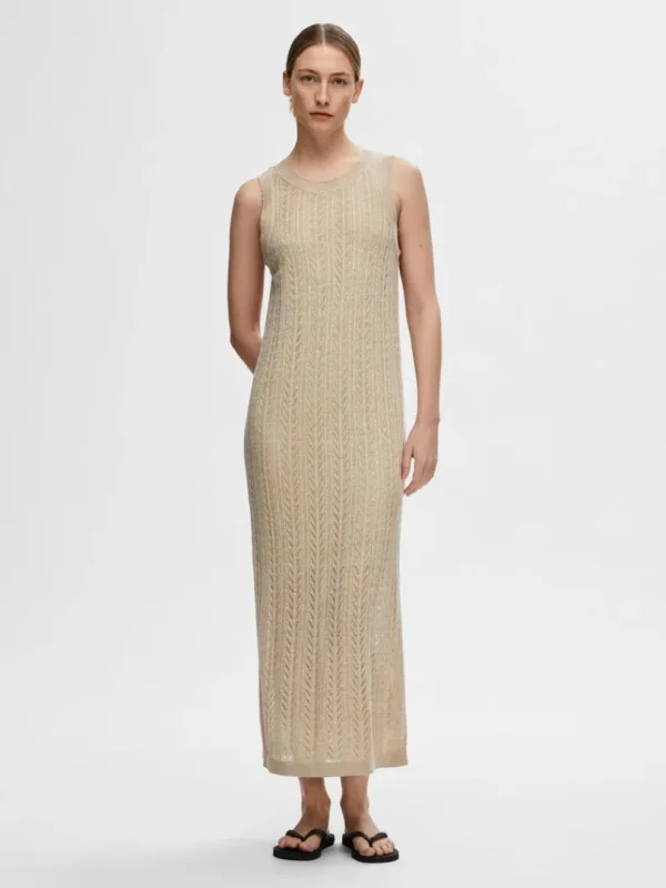 Kjoler | Strik>SELECTED STRIKKET MAXIKJOLE Beige