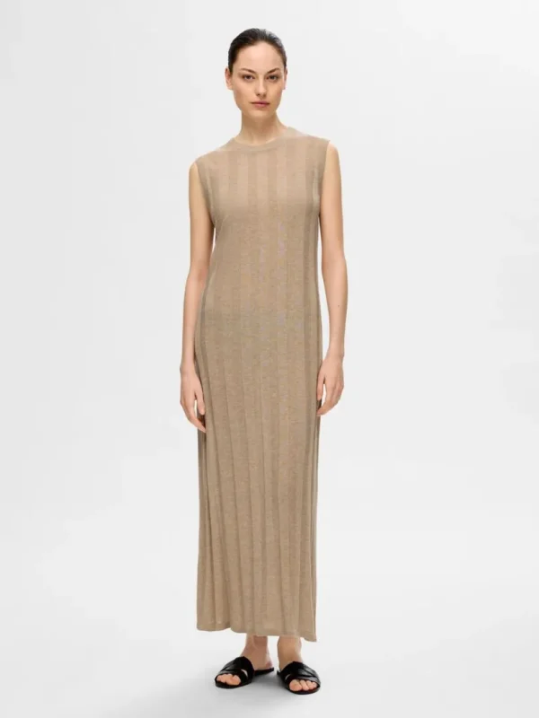 Kjoler | Strik>SELECTED STRIKKET MAXIKJOLE Beige