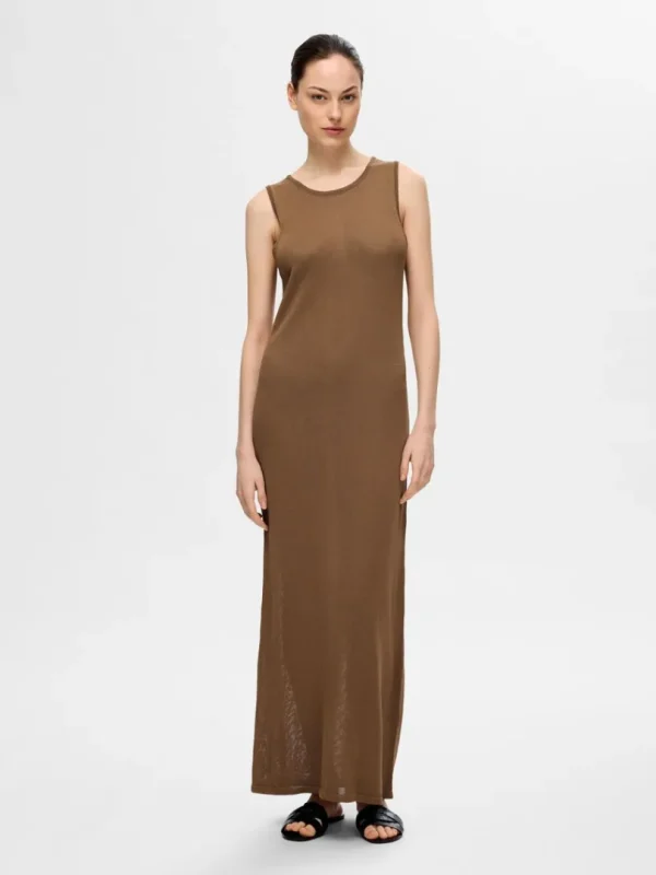 Kjoler | Strik>SELECTED STRIKKET MAXIKJOLE Brown