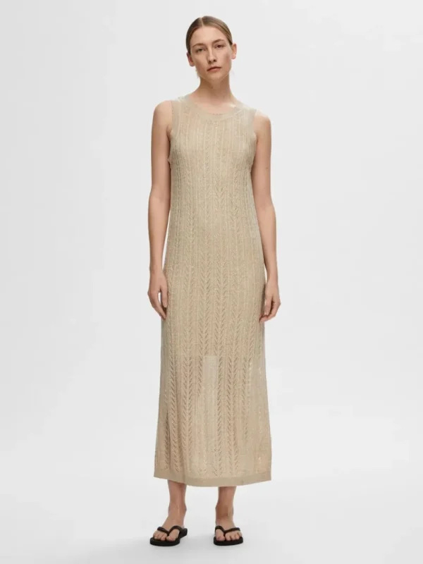 Kjoler | Strik>SELECTED STRIKKET MAXIKJOLE Beige