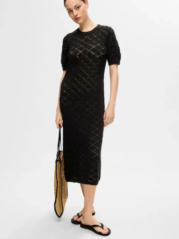 Kjoler | Strik>SELECTED STRIKKET MAXIKJOLE Black