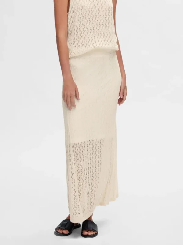 Nederdele>SELECTED STRIKKET MAXINEDERDEL Beige