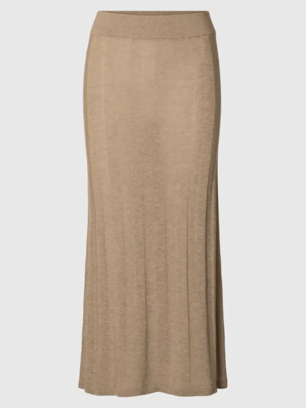 Nederdele>SELECTED STRIKKET MIDINEDERDEL Beige
