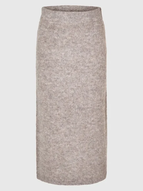 Nederdele>SELECTED STRIKKET MIDINEDERDEL Grey