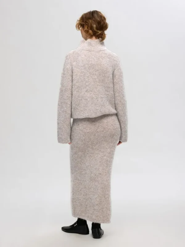 Nederdele>SELECTED STRIKKET MIDINEDERDEL Grey
