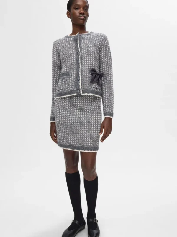 Nederdele>SELECTED STRIKKET MININEDERDEL Grey