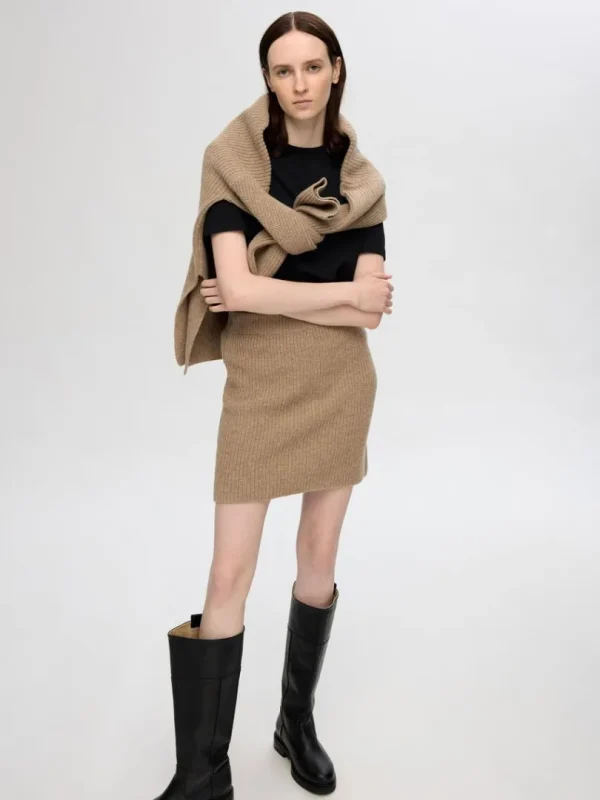 Nederdele>SELECTED STRIKKET MININEDERDEL Brown